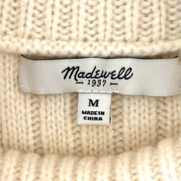 MADEWELL 100% Merino Wool Turtleneck Long Sleeves Sweater Dress Ivory Medium - Picture 11 of 11